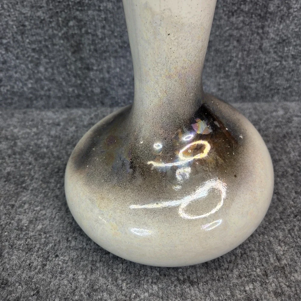 Vintage Royal Haeger Large Vase Lava Glaze Metallic White #R1752 MCM 1950s 16.5